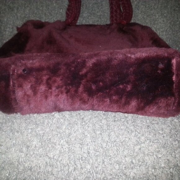 Large FALOR-FALORNI Shearling Tote-Genuine Leather With Lamb Fur. Burgundy. NWT - Picture 5 of 8